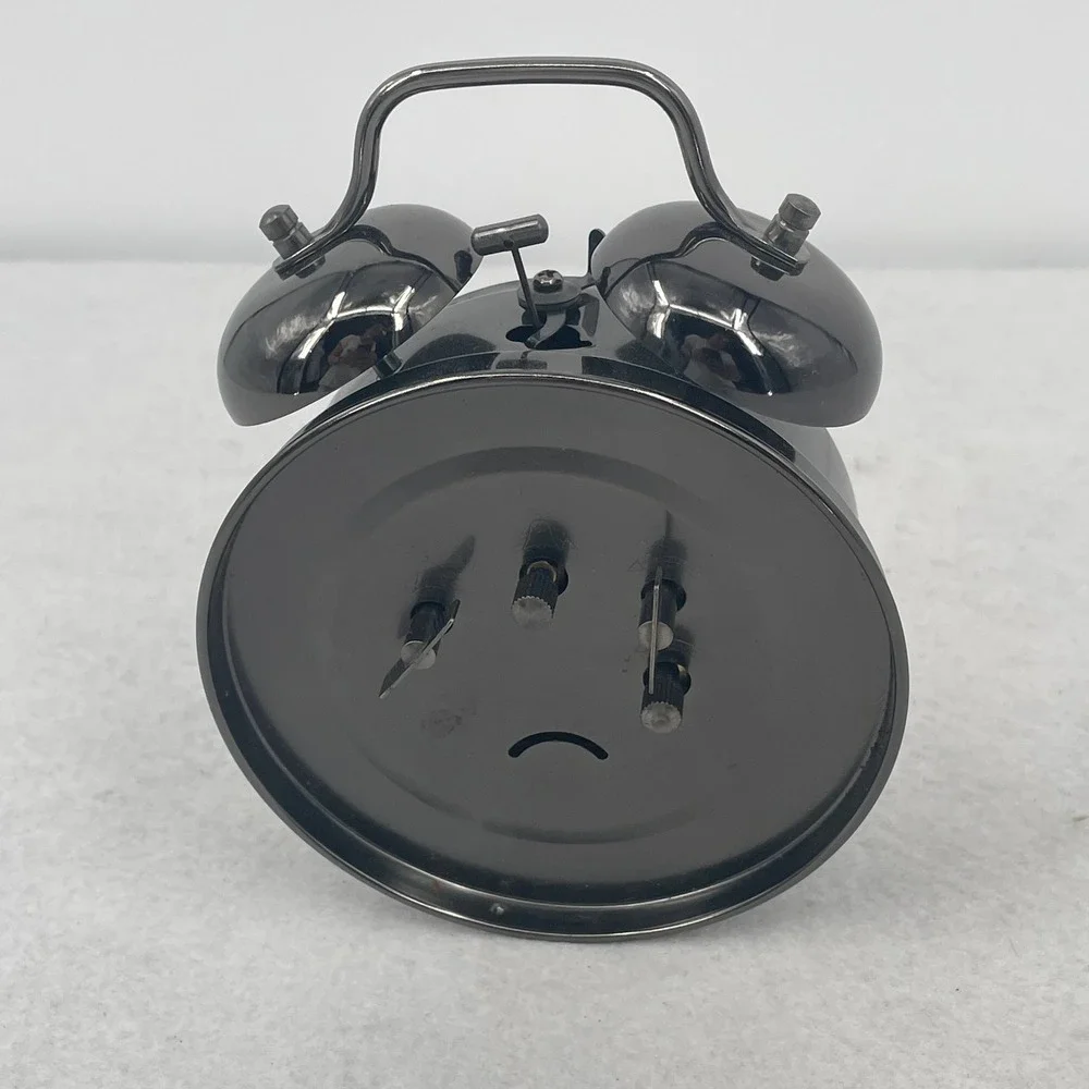 Westclox Twin Bell Alarm Clock Gunmetal Black Wind Up Mechanical Retro Big Ben